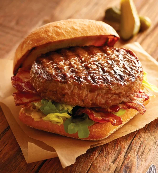 Rare steak burger